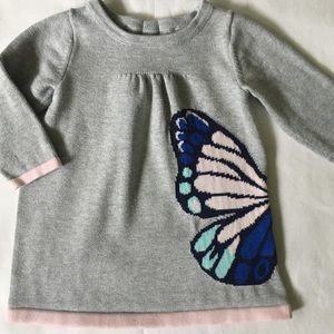Girls dress size 6 12 months butterfly knit gray